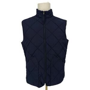 J.Crew Men's Quilted Walker Vest Navy Blue Zipper Front Size M Casual